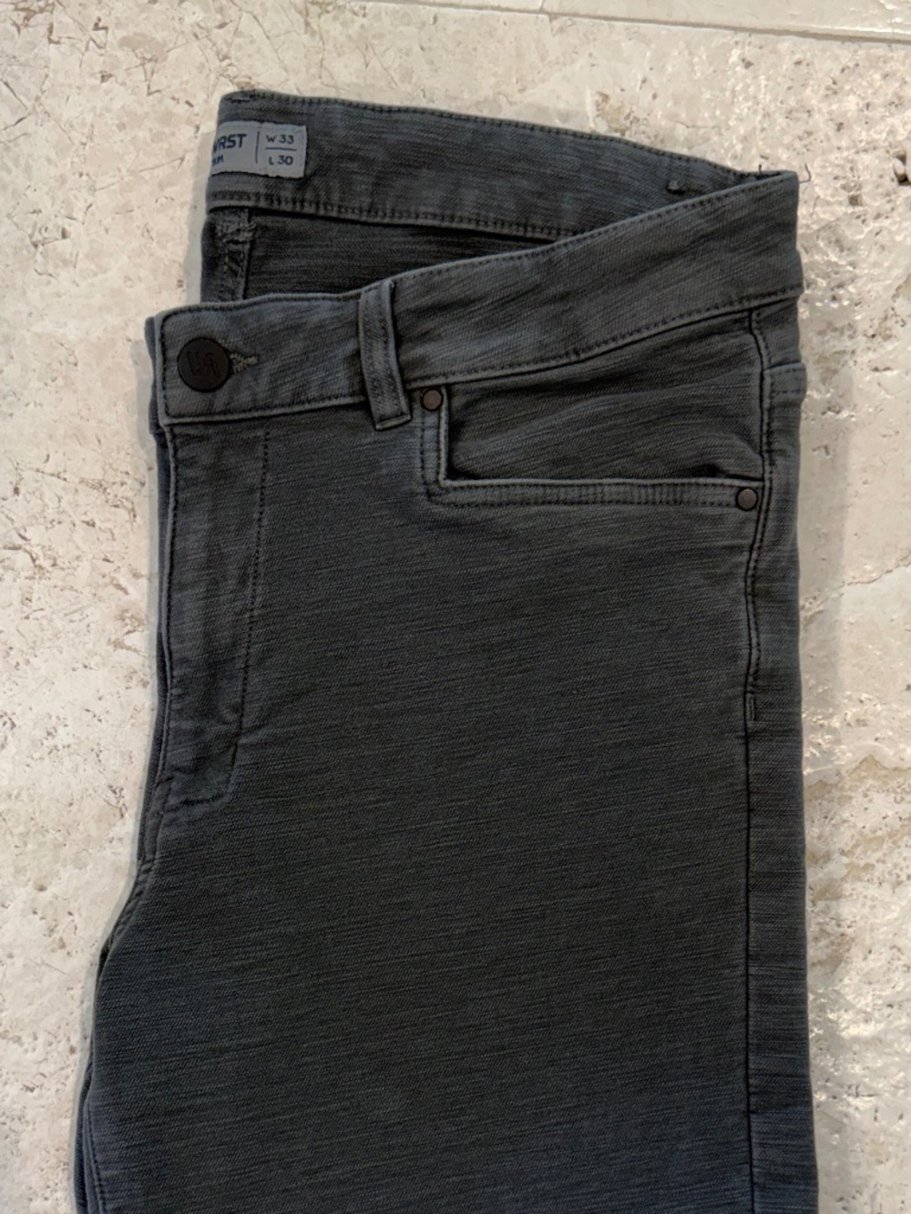 WRST Men’s Slim Fit Jeans W33 L30 Gray Charcoal Stretch Denim